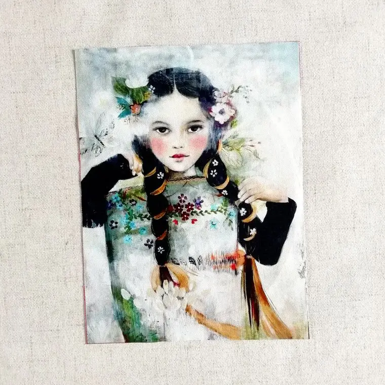 4 Девочки DIY шитье Лоскутное шитье Декор тканевая подстилка под тарелку/кошелек/сумки/подушки/рамка картина девушка ручная холст из окрашенного хлопка ткань - Цвет: 4