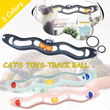 

Pets Cat Toys Interactive Track Ball Toy Cat Window Suction Cup Glass Plastic Sucker Fun Cat Game Intelligence Toy catnip Balls