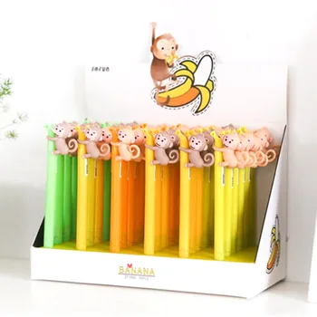 

36 pcs/lot Creative Monkey Banana Gel Pen Cute 0.38 mm Signature Pens School Office writing Supplies Promotional Gift
