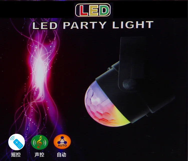 Голосовой светодиодный магический хрустальный шар мини сценический свет RGB Вращающийся красочный маленький хрустальный светильник рождественские светодиодные лампы
