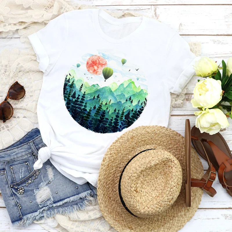 Женская футболка с графическим рисунком для путешествий отдыха на горном шаре 90s
