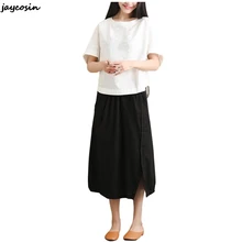 JAYCOSIN Женская креативная Ретро Однотонная юбка из хлопка и льна до середины икры, сексуальные длинные юбки для дам, модная прошитая юбка