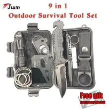 Survival Kit Set 9 in 1 Military Outdoor Tourism Multifunction First aid SOS EDC Emergency Camping Tool Survival Kit Knife