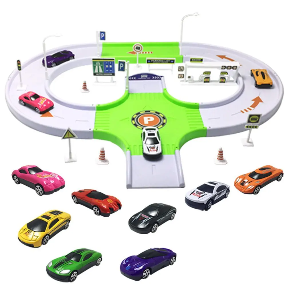 

Factory Direct Sale Children's Alloy Toy Car Plastic Environmental Protection City Track Scene Parking Lot Taxi Toy Car