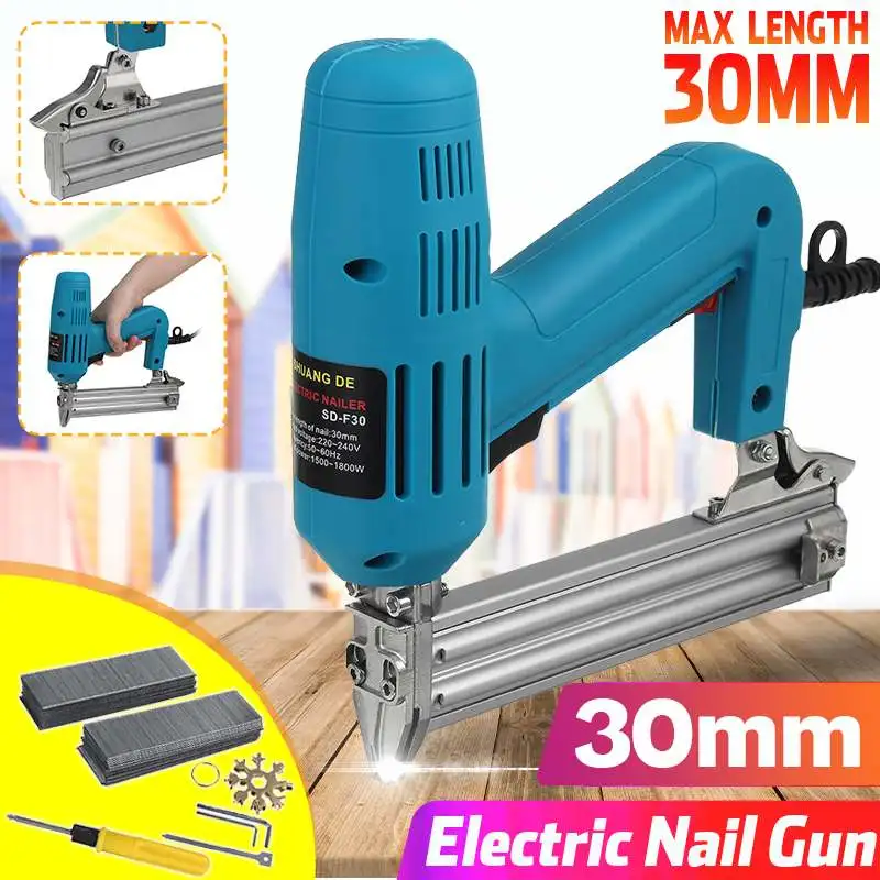 Electric Nail Gun 220V/110V Nailer Stapler Woodworking Electric Tacker