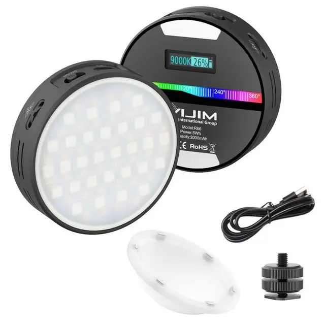 Ulanzi VL49 RGB Video Lights Mini LED Camera Light 2000mAh Rechargable LED Panel Lamp Photo Video Lighting  for Youtube Tik tok R66RGB
