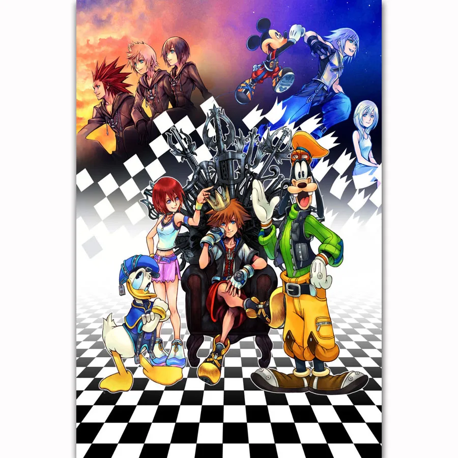 MQ3808 Горячее предложение Kingdom Hearts III 3 Аниме Комикс мультфильм серия видео игры Арт плакат Шелковый светильник холст домашний декор Настенная картина принт - Цвет: Фиолетовый
