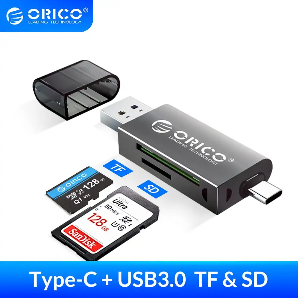 ORICO кардридер USB 3 0 2 в 1 SD/Micro SD TF OTG Смарт карта памяти типа C Кардридер