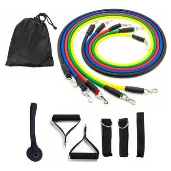 

11-Piece Fitness Set Neutral Anti-Break Resistance Band Latex Tube Pedal Exerciser Yoga Rubber Ring Tube