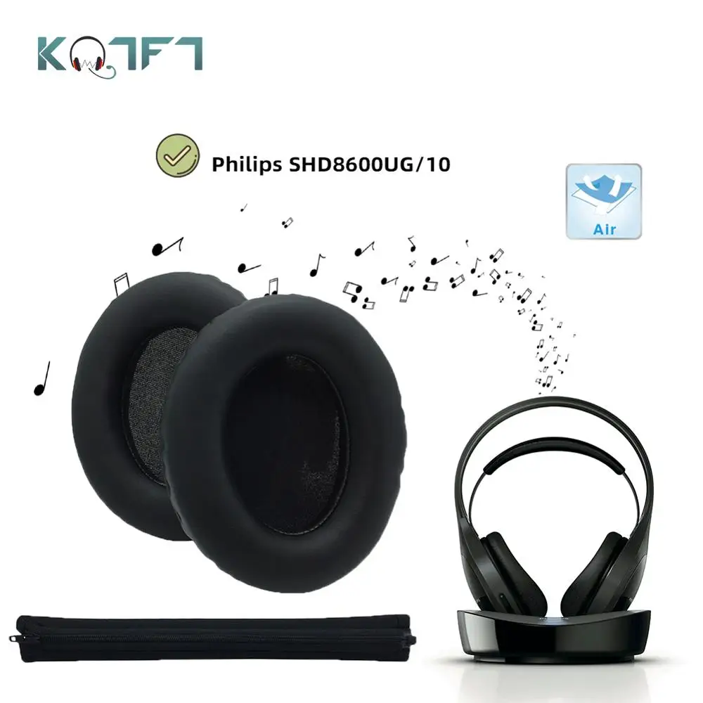 

KQTFT Replacement EarPads Headband for Philips SHD8600UG/10 Headset Universal Bumper Ear Pads Earmuff Cover Cushion Cups