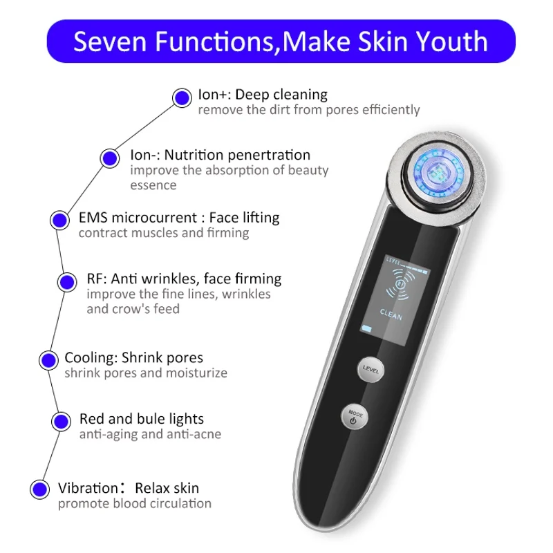  RF Radio Frequency Facial Machine With LED Therapy For Wrinkle Removal Face Lifting Skin Tightening - 32861875667