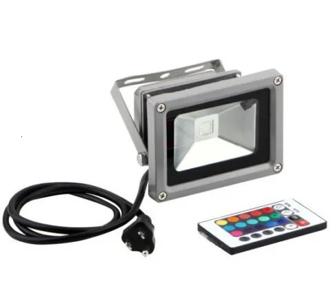 (10 шт./лот) 85-265 в 10 Вт 20 Вт 30 Вт 50 Вт 100 Вт RGB Refletor Foco наружный светодиодный прожектор Точечный пульт дистанционного управления power Plug