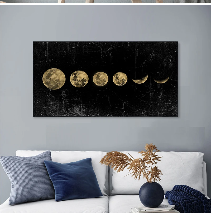 Eclipse of The Moon Modern Art Big Size Wall Long Picture Minimalist Canvas 