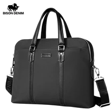 BISON DENIM модная мужская сумка, роскошная тканевая сумка, 14 дюймов, сумка для ноутбука, деловая сумка, мужская сумка-мессенджер, дорожная сумка через плечо, N2835