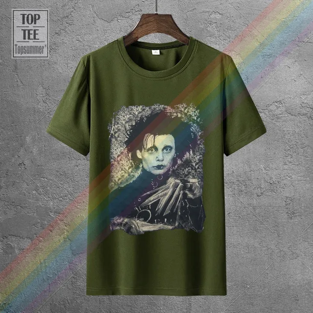 Edward Scissorhands T-Shirt Tim Burton Johnny Depp Goth Punk Film New Cool Tee Shirt 0139867-Army Green