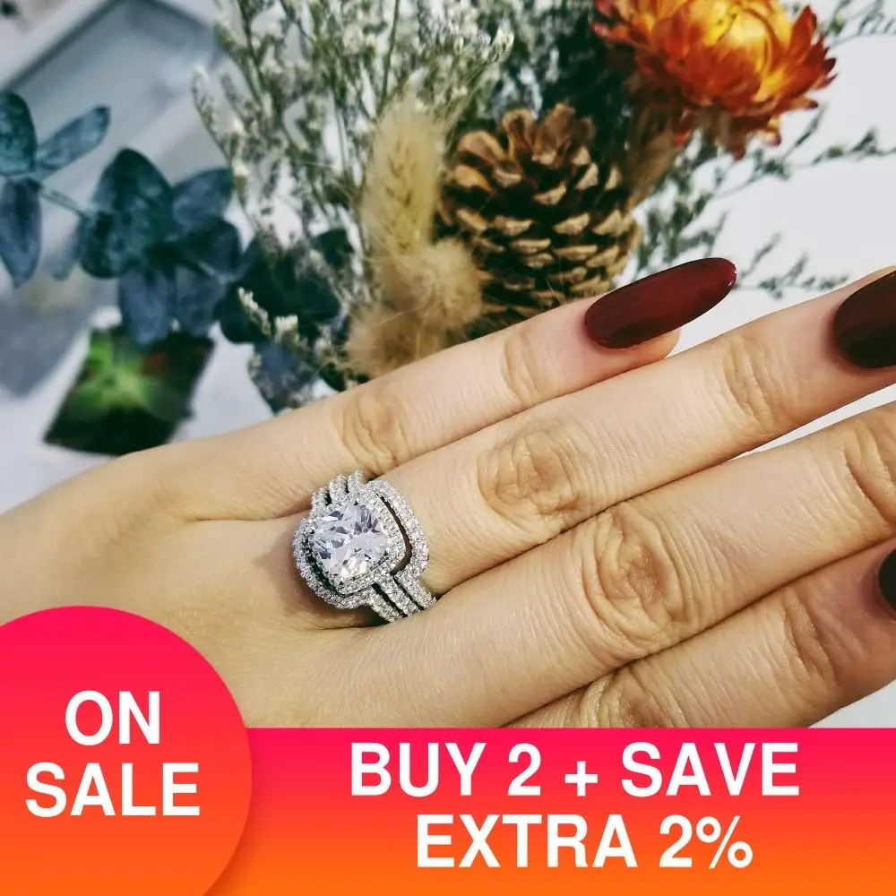 3 шт., комплект женских колец 3 в 1 из серебра 2022 пробы, R4308 ► Фото 2/6