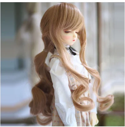 7 1/3 1/4 1/6 BJD/SD кукольный парик Золотой Двойной конский хвост длинные вьющиеся кукольные волосы кукольные аксессуары DIY стиль волос кукольные волосы парик - Цвет: 7