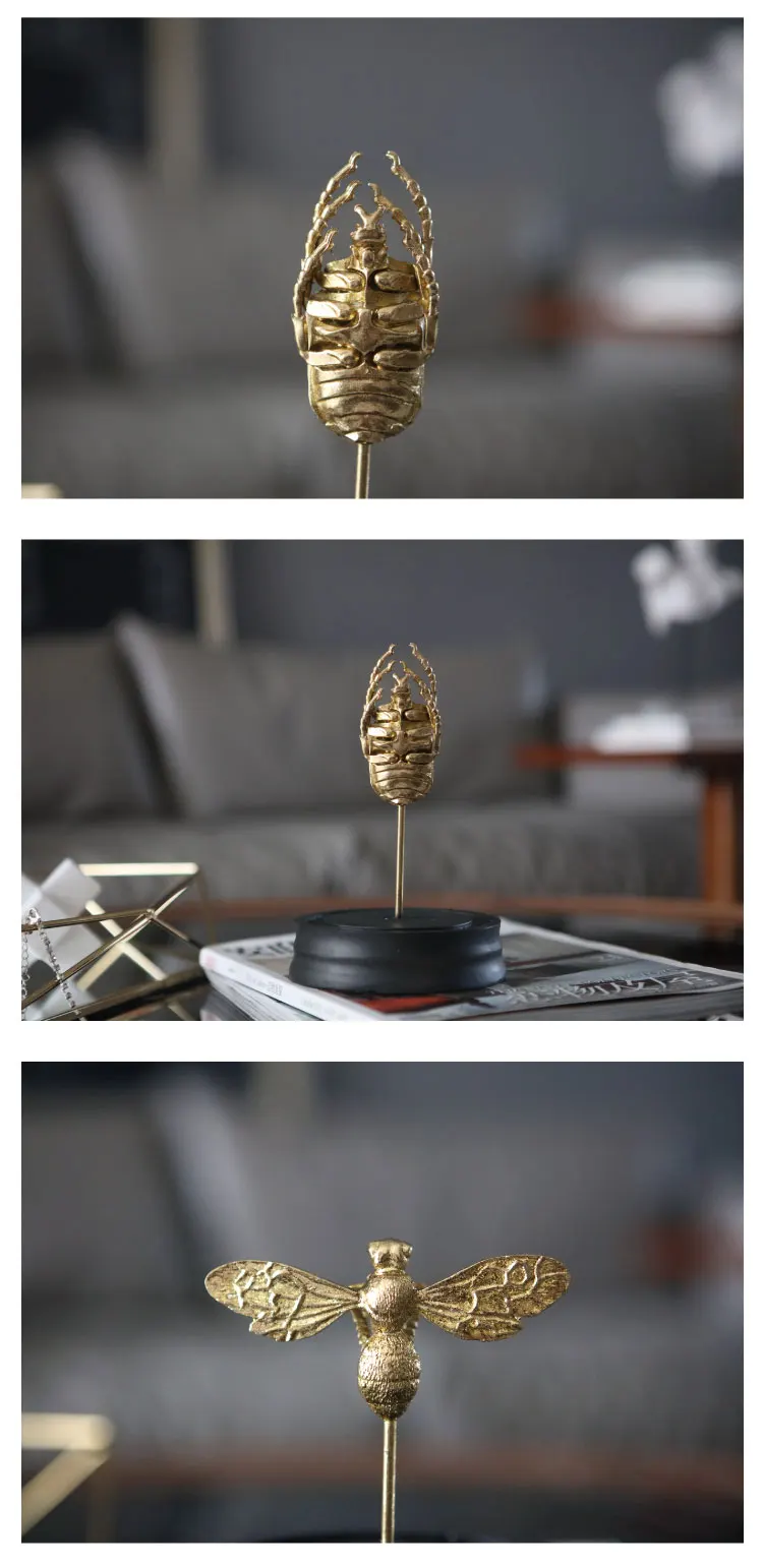 Статуэтка со стрекозой золотого цвета Рождественский Декор ручной работы для