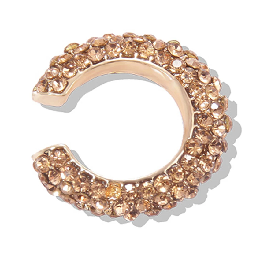 Champagne 1pcs Подарочные клипсы для ушей, новинка, модная цветная дрель из сплава в богемном стиле, с-образные серьги-клипсы для женщин, цветные с-образные, без пирсинга - Окраска металла: Champagne 1pcs