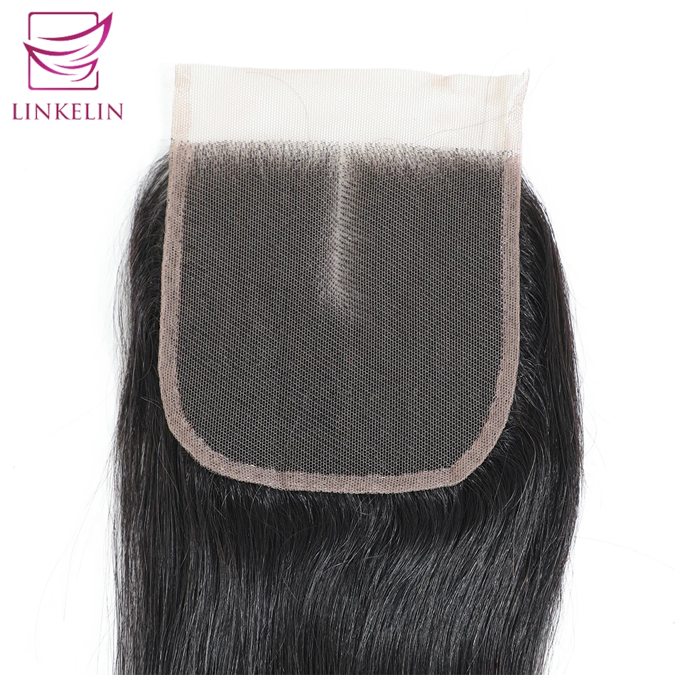 LINKELIN HAIR Malaysian Straight Hair Closure Middle/Free/Three Part Lace Closure Hand Tied Remy Human Hair Extension
