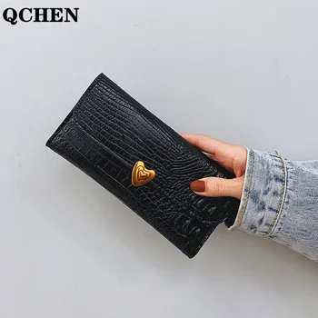 

Wallet Woman's long love Crocodile line Leather Coin Purses skin lady buckle Clutch Female Money Bag hand Credit Card Holder 837