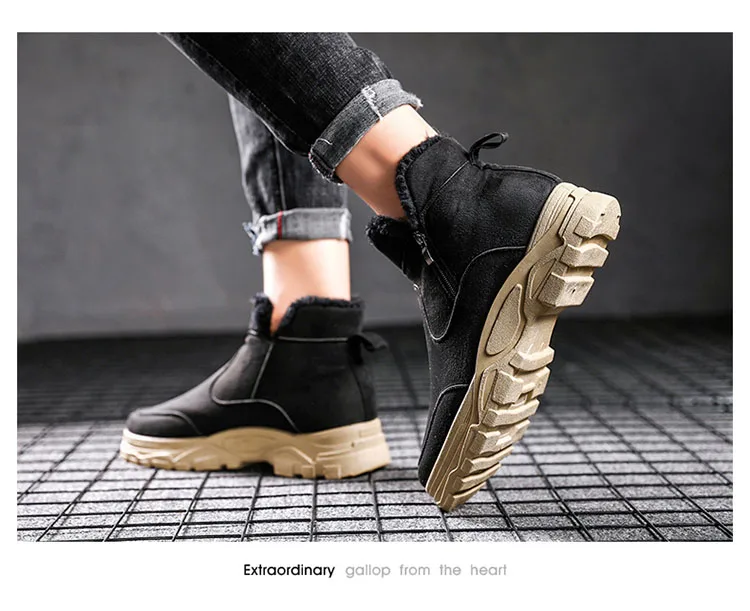 Men's Boots Winter High Top Top Selling Plush Luxury Warmth Cotton Shoes Ankle Boots Thick-sole Non-slip Men's Shoes