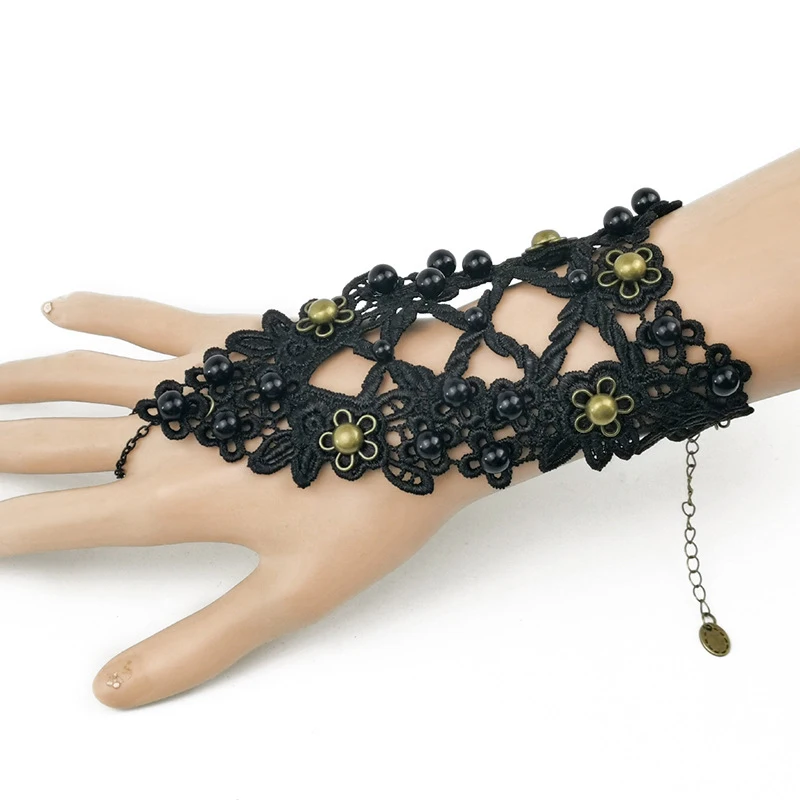 YiYaoFa Handmade Vintage Black Lace Bracelet for Women Accessories Gothic Wrist Jewelry Lady Party Jewelry Bracelet Bangle S391
