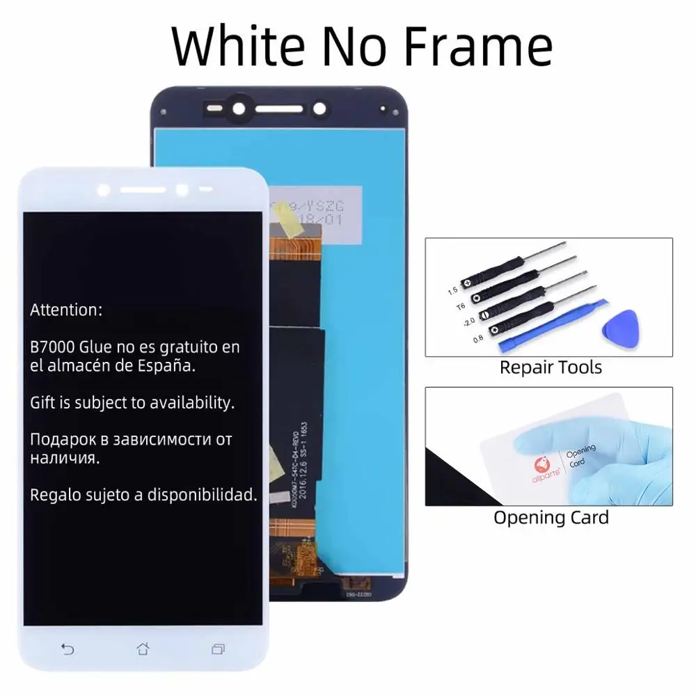 Дисплей для ASUS Zenfone Live ZB501KL LCD в сборе с тачскрином на рамке черный белый золотой - Цвет: White No Frame