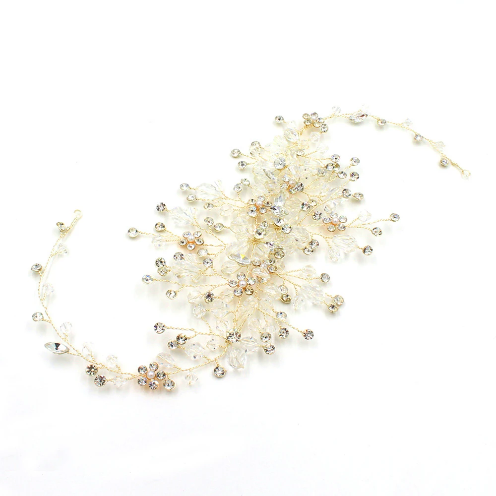 Retro Crystal Rhinestone Wedding Headband Silver Flower Hair Jewelry Bridal Accessories Tiaras