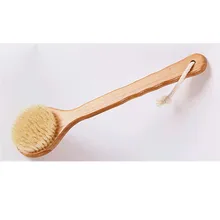 Бамбуковая щетка для душа 33 см с щетинкой для волос идеально подходит для сухой чистки кожи, незаменимая для уменьшения целлюлита отшелушивания кожи