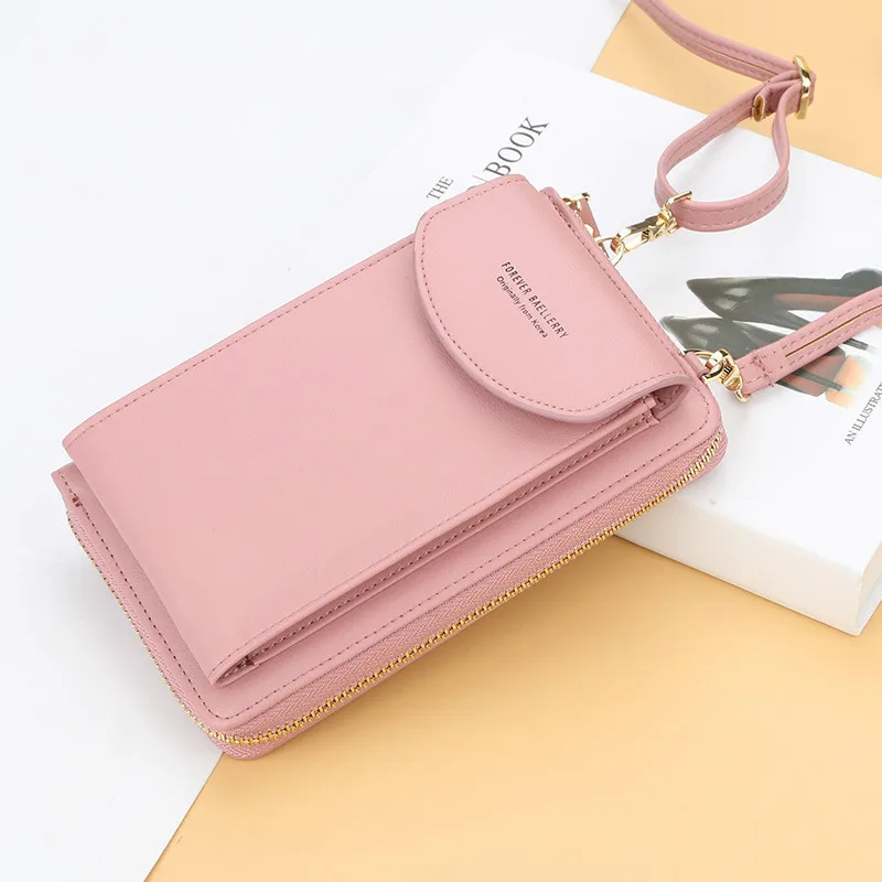 

Ladies Wallet Solid Color Small xie kua bao Multi-Functional Mobile Phone Long Clutch Purse Women