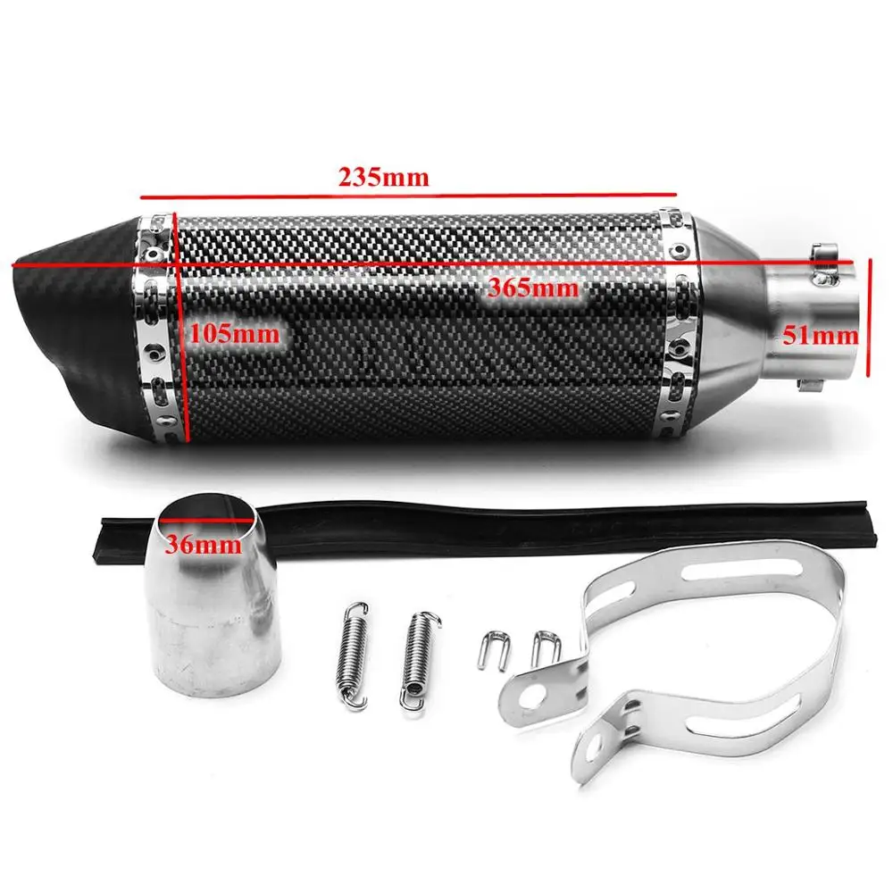 Big Carbon Grain Bla Locomotive sports car street car 38mm-51mm motorcycle double air outlet exhaust carbon stainless steel ATV scooter muffler tube - Цвет: Big Carbon Grain Bla