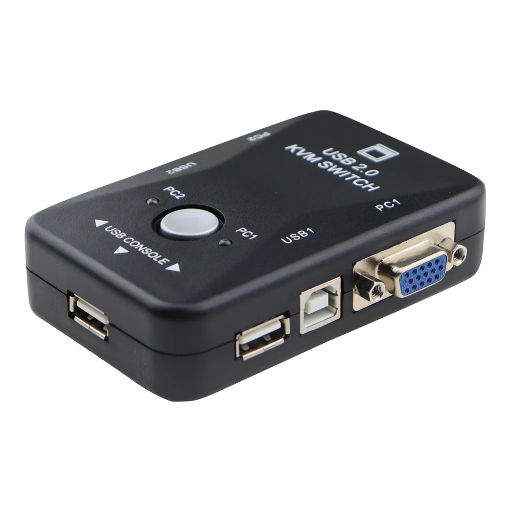  2 In 1 Out USB 2.0 VGA KVM Switch Box 2-Port PC Monitor Switches Box Adapter For Computer Keyboard 