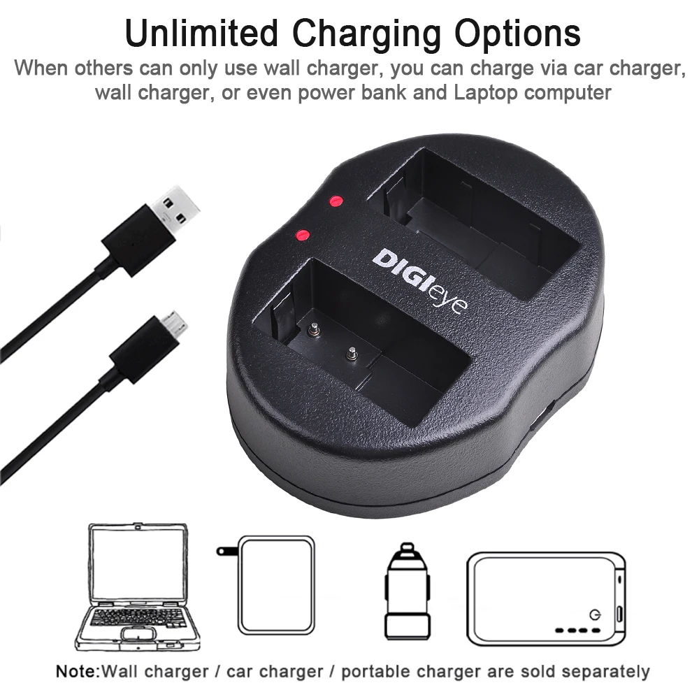 Pack DMW-BLC12 BLC12E BLC12PP BLC12 Battery Dual USB Charger