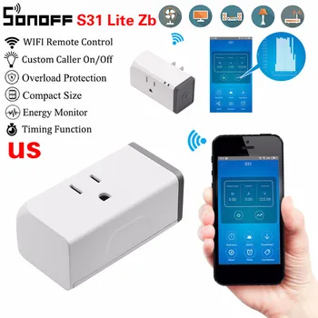 

New 10PCS SONOFF S31 Lite US Mini Wifi Socket Smart Wireless Power Switch Timer Plug App/Voice/LAN Remote Control For Smart Home