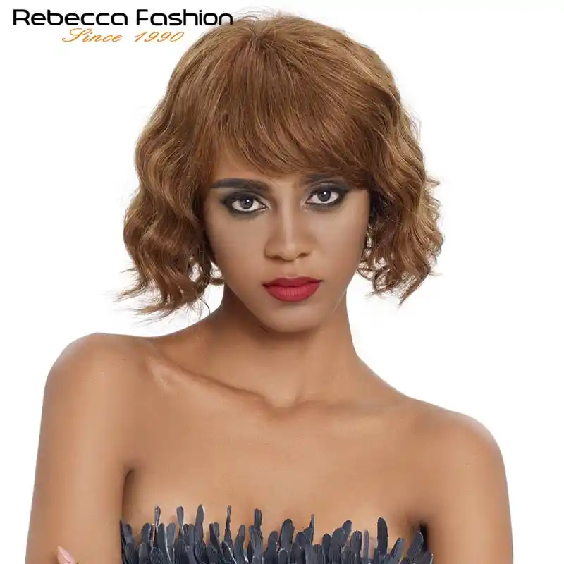 Rebecca Smeshannye Cveta Bodi Bob Korotkie Pryamye Volosy Parik Peruanskie Remy Chelovecheskie Volosy Pariki Dlya Chernyh Zhenshin Deshevye Pariki Besplatnaya Dostavka Aliekspress