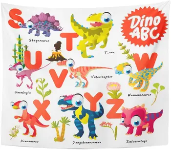 

Alphabet Dinosaur ABC to Z Dino Ancient Animal Book Tapestry Home Decor Wall Hanging for Living Room Bedroom Dorm 50x60 inches