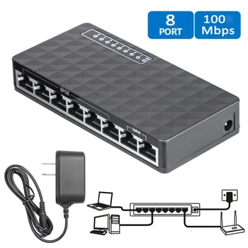 

1PC Practical Durable Mini Ethernet Network Desktop Switch 8 Port 10/100Mbps Lan Fast Internet Hub