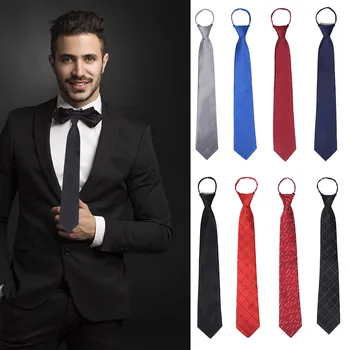 

Men Zipper Ties Pre Tied Zip Classic Skinny Necktie for Wedding Business XRQ88