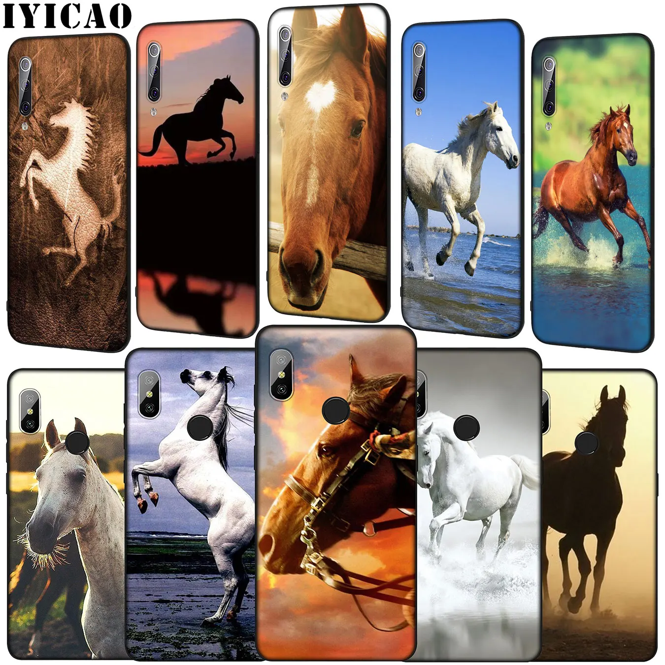 Мягкий чехол для телефона IYICAO Horse с принтом животных Xiaomi Mi 10 9 9T A3 Pro CC9 CC9E 8 SE A2 Lite A1 6