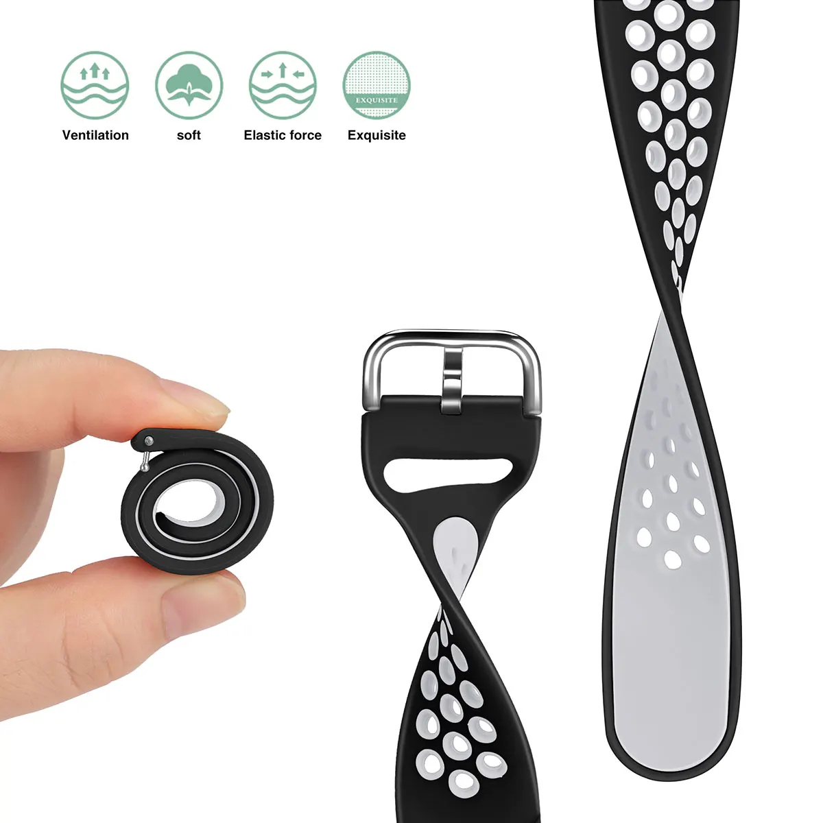 Silicone Smart Watch Strap - Adjustable 20/22mm Band for Enhanced Comfort and Style