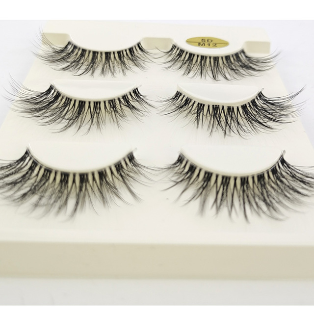 3pair Invisible Band Transparent 3D Mink Fur Lashes Natural Long Wispy False Eyelashes