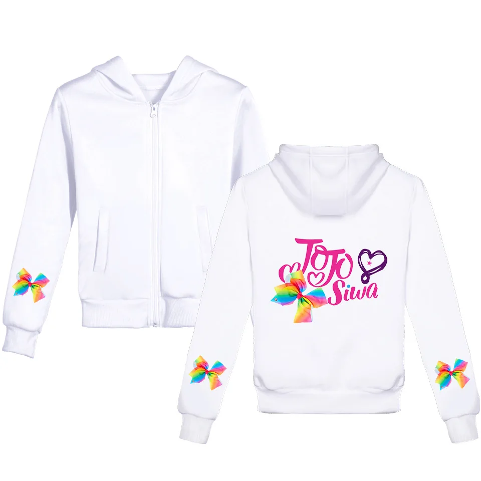 A JoJo Siwa/осенне-зимняя толстовка; пальто с капюшоном на молнии с героями мультфильмов; хлопковые Теплые Топы с длинными рукавами; От 4 до 12 лет для девочек; подарки на день рождения - Цвет: A