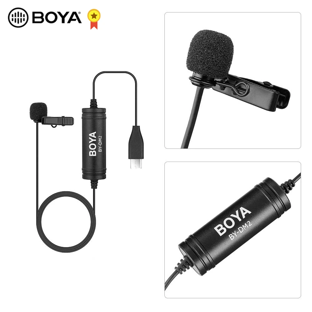 BOYA BY-DM2 MIC всенаправленный цифровой петличный микрофон клип-на видео Запись микрофон с тип-c для Android устройств