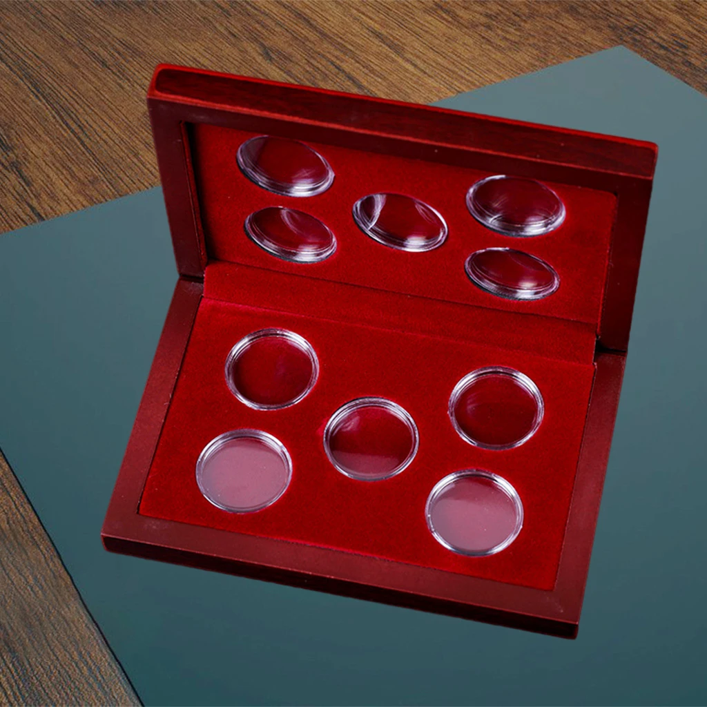 Coins Holder, Wooden Coins Storage Box For Collectible Commemorative