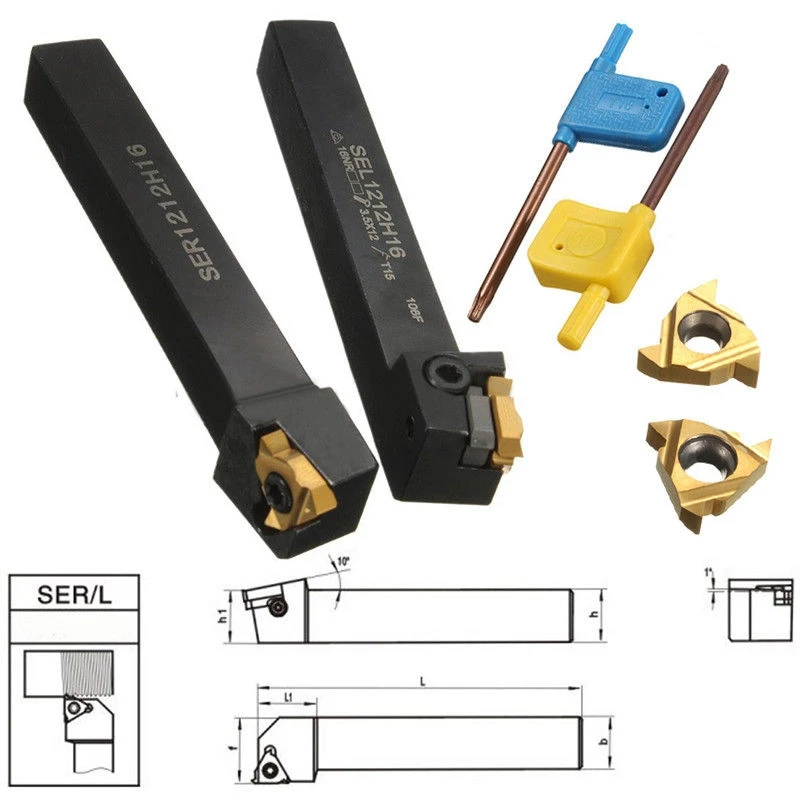 SEL1212H16+ SER1212H16 резьбы токарный инструмент держатель с 16 ER IR AG60 вставки