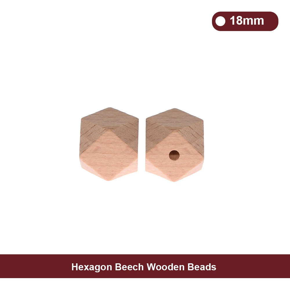 18mm Hexagon Wooden Beads