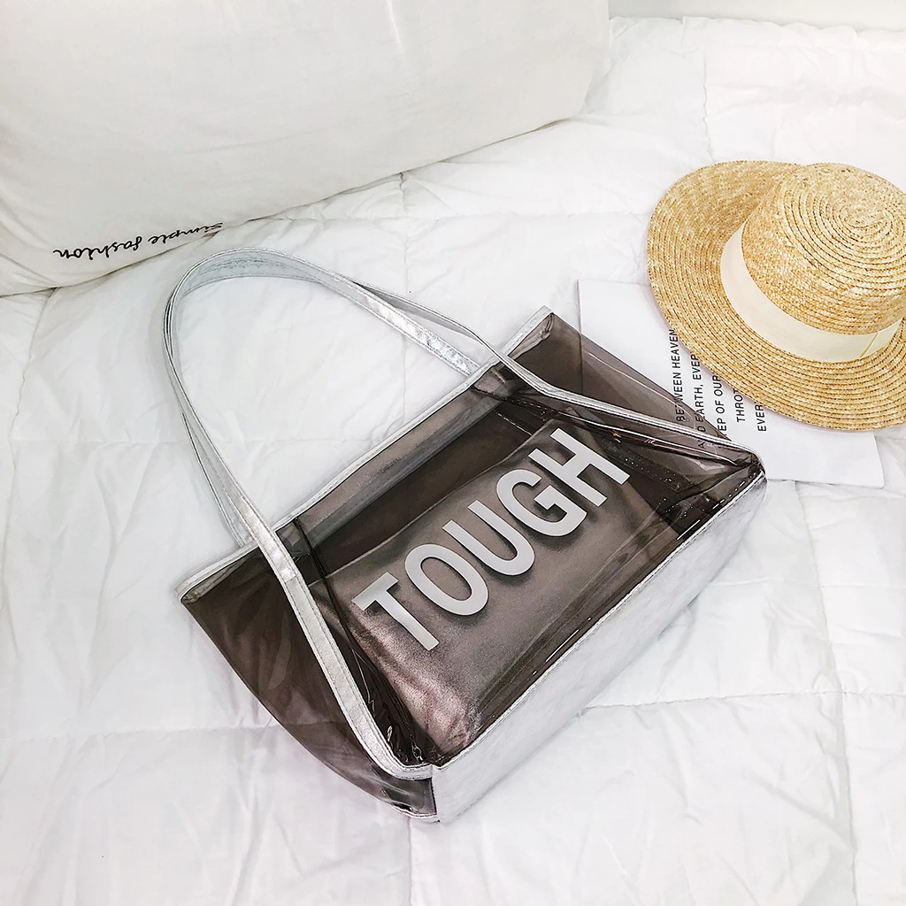 Clear Transparent PVC Shoulder Bags Women Candy Color Jelly Bags Purse Handbags Beach Travel Crossbody Shopping Totes 821