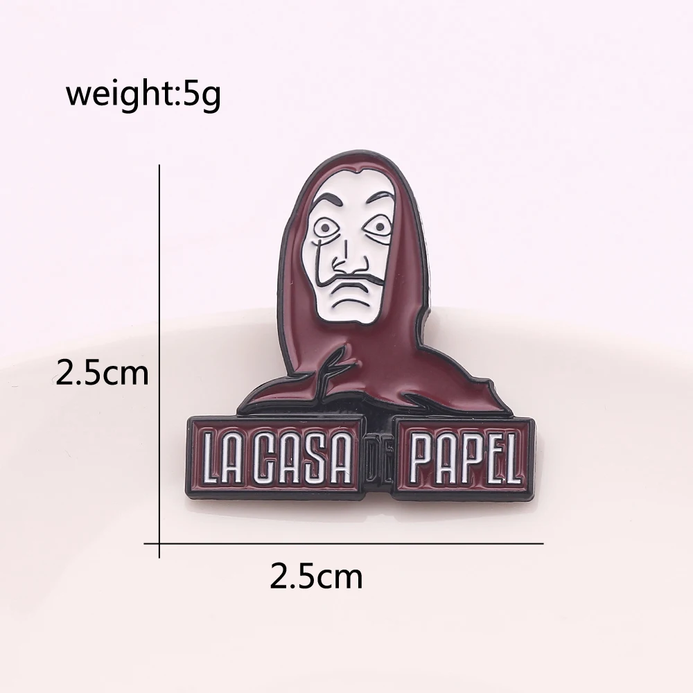 Lacasa De Papel, брошь с застежкой, на House Of paper денег, Сальвадор Дали эмаль на булавке Высокое качество знак, ювелирное изделие в подарок для вентиляторы