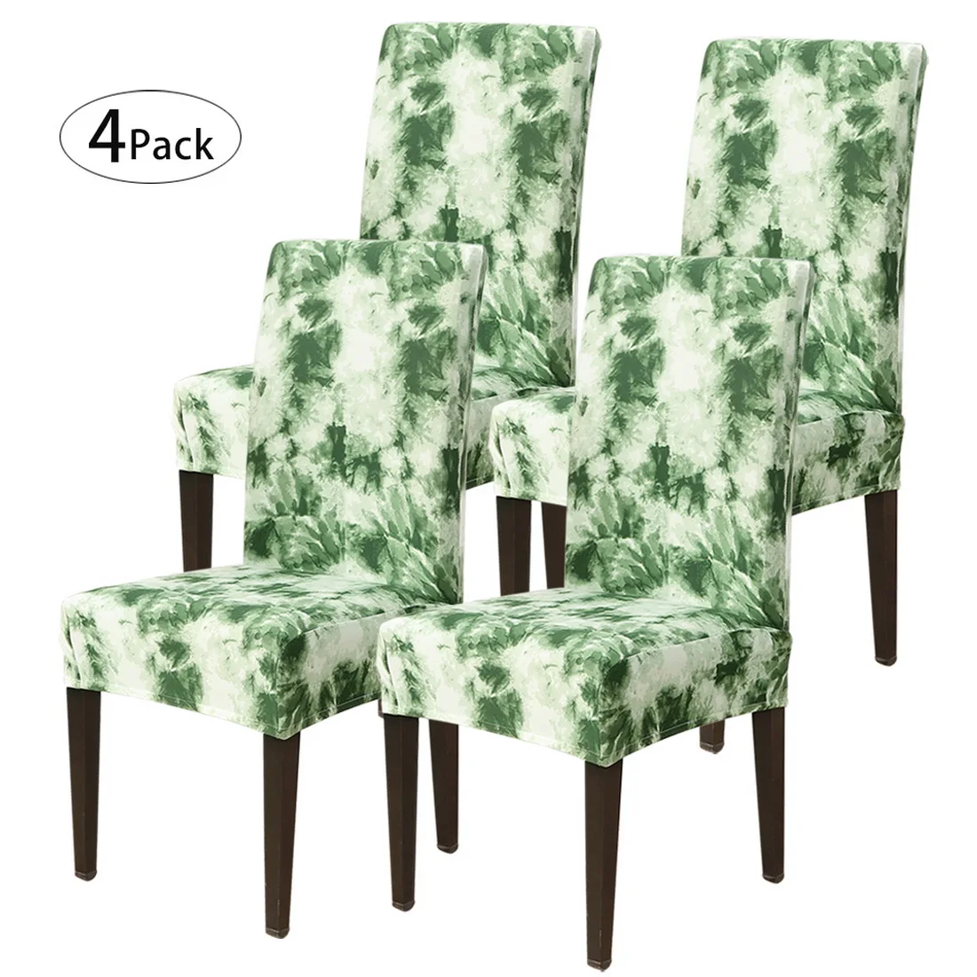 green 4pc Removable Chair Covers Flower Printing Stretch Elastic Slipcovers Restaurant For Weddings Banquet Folding Hotel Chair Covering - Цвет: green 4pc